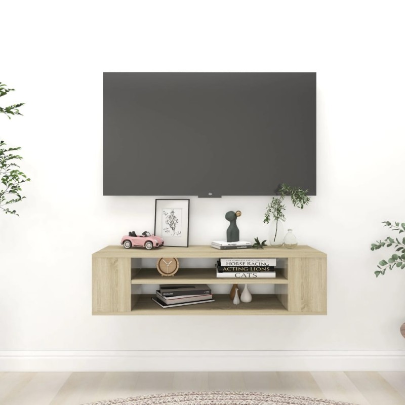 Meuble TV suspendu Chêne sonoma 100x30x26,5 cm Bois ingénierie 633018633018