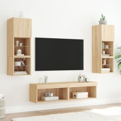 Meubles TV avec lumières LED 2 pcs chêne sonoma 60x30x30 cm 633025633025