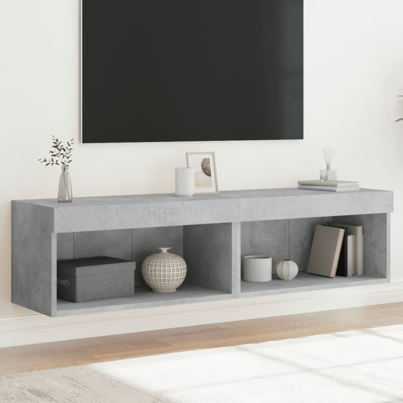 Meubles TV avec lumières LED 2 pcs gris béton 60x30x30 cm 633026633026