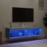 Meubles TV avec lumières LED 2 pcs gris béton 60x30x30 cm 633026633026