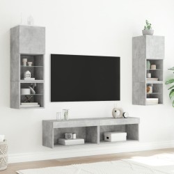 Meubles TV avec lumières LED 2 pcs gris béton 60x30x30 cm 633026633026