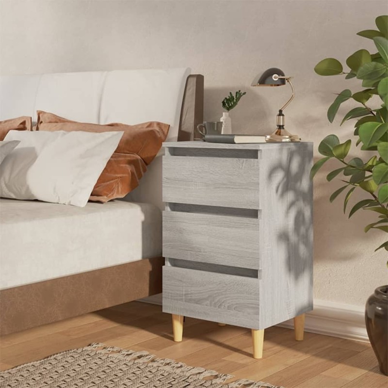 Table de chevet avec pieds en bois Sonoma gris 40x35x69 cm 633041633041