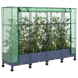 Jardinière de jardin avec couverture de serre et roues 4 pc PP 633044633044