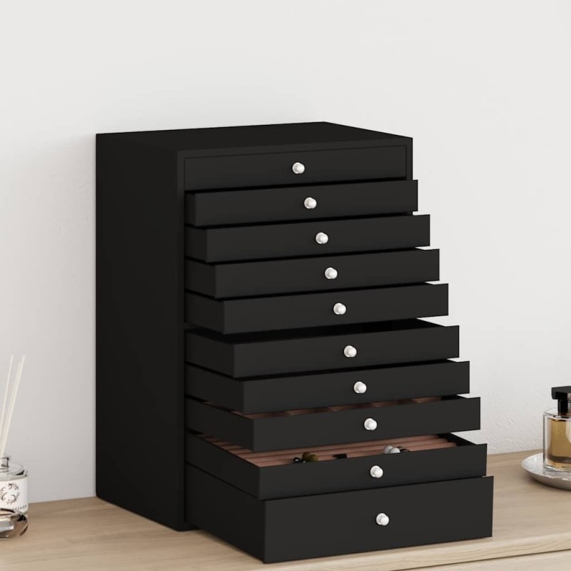 Coffret à bijoux 10 niveaux avec supports pour montres Noir 29 x 20,5 x 40,5 cm 633060633060