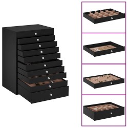 Coffret à bijoux 10 niveaux avec supports pour montres Noir 29 x 20,5 x 40,5 cm 633060633060