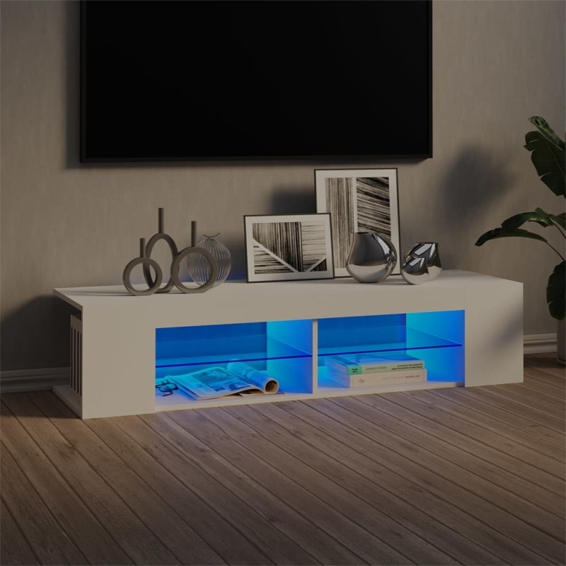Meuble TV avec lumières LED blanc 135x39x30 cm 633072633072