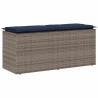 Banc de jardin avec coussin gris 110x40x44 cm résine tressée 633081633081
