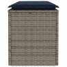 Banc de jardin avec coussin gris 110x40x44 cm résine tressée 633081633081