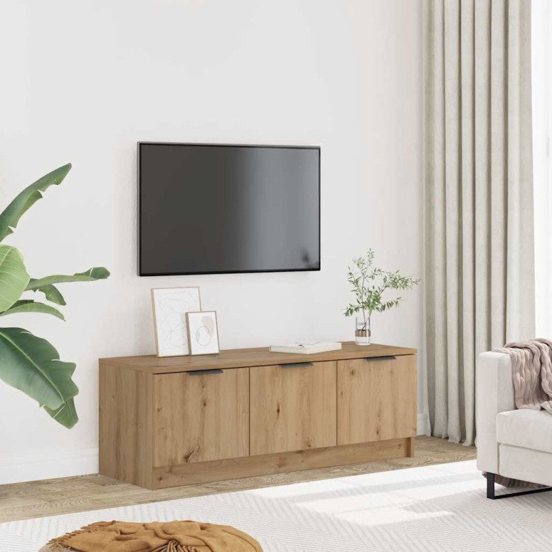 Meuble TV chêne artisanal 102x35x36,5 cm bois d'ingénierie 633092633092
