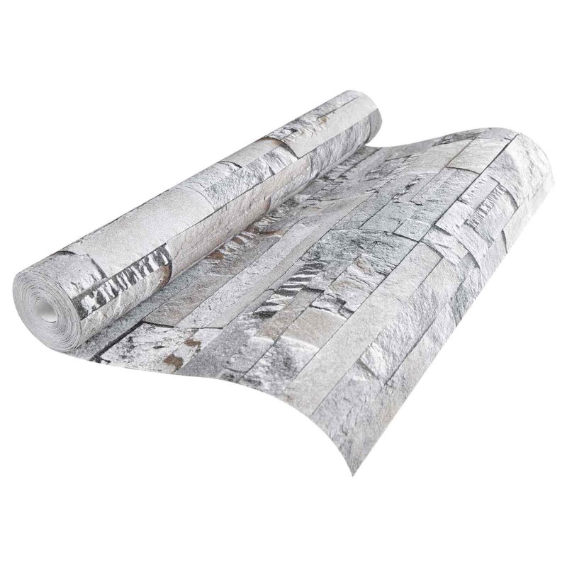 Papier peint en pierre 3D Gris 10 x 0,53 m Tissu non tissé 633101633101