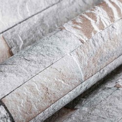 Papier peint en pierre 3D Gris 10 x 0,53 m Tissu non tissé 633101633101