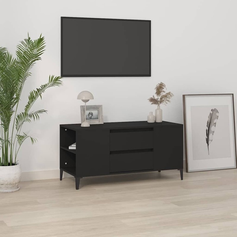 Meuble TV Noir 102x44,5x50 cm Bois d'ingénierie 633111633111