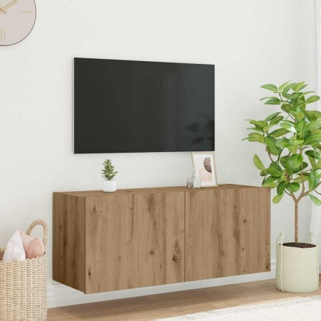 Meuble TV mural Chêne artisanal Bois d'ingénierie 633116633116