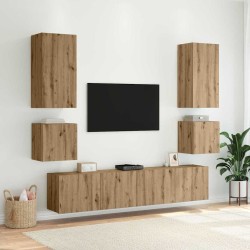Meuble TV mural Chêne artisanal Bois d'ingénierie 633116633116