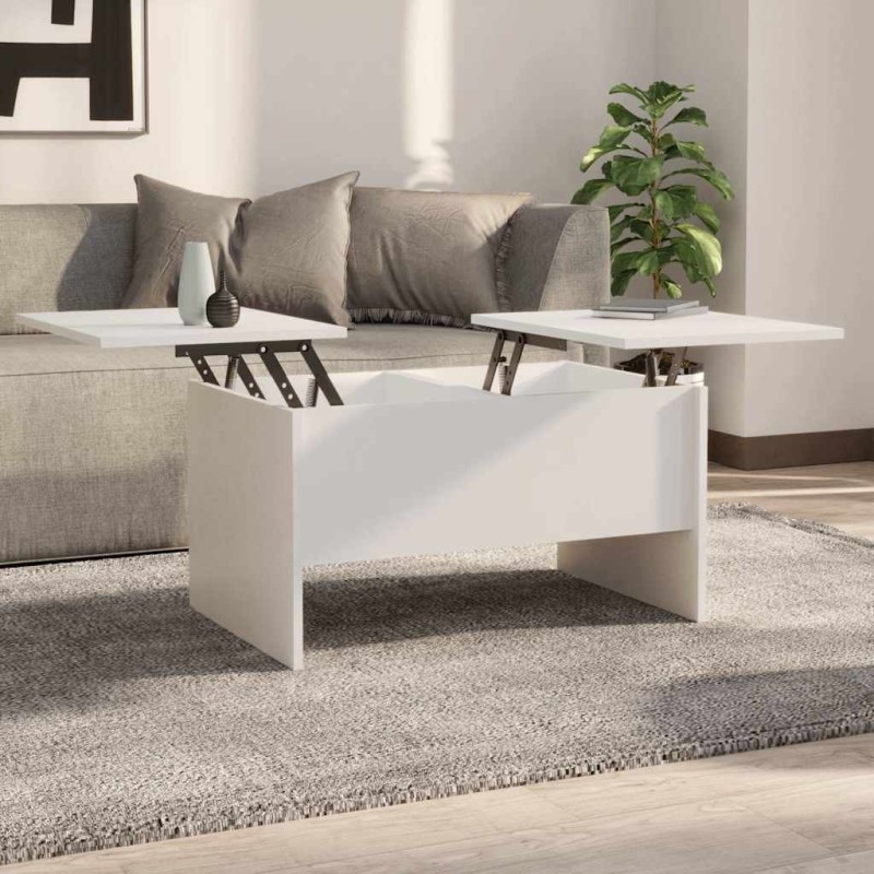 Table basse blanc 80x50x42,5 cm bois d'ingénierie 633127633127