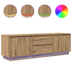 Meuble TV avec éclairages LED chêne artisanal 160,5x41x50 cm 633133633133