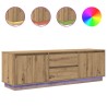 Meuble TV avec éclairages LED chêne artisanal 160,5x41x50 cm 633133633133
