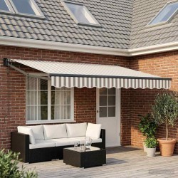 Auvent rétractable Gris clair et blanc 4 × 3 m 633145633145