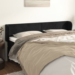Tête de lit avec oreilles Noir 203x23x78/88 cm Velours 633152633152