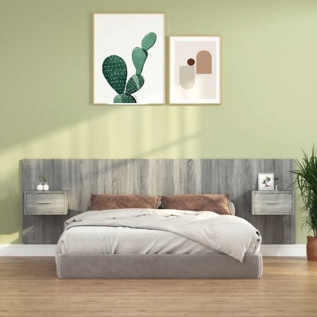 Tête de lit avec armoires sonoma gris Bois d'ingénierie 633159633159
