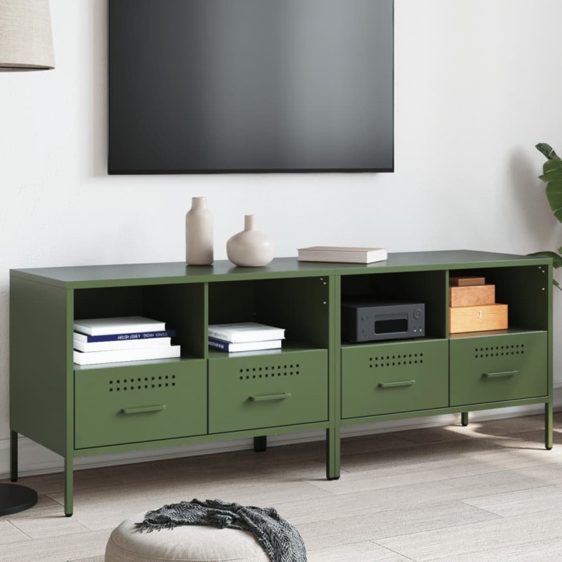 Meubles TV 2 pcs vert olive 68x39x50,5 cm acier 633172633172