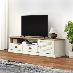 Meuble TV VIGO blanc 156x40x40 cm bois massif de pin 633173633173