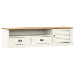 Meuble TV VIGO blanc 156x40x40 cm bois massif de pin 633173633173