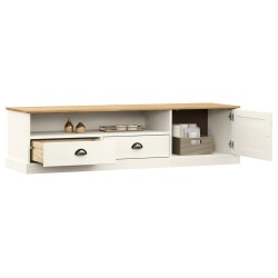 Meuble TV VIGO blanc 156x40x40 cm bois massif de pin 633173633173