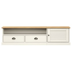 Meuble TV VIGO blanc 156x40x40 cm bois massif de pin 633173633173