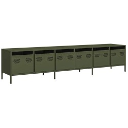 Meuble TV vert olive 202x39x43,5 cm acier laminé à froid 633177633177