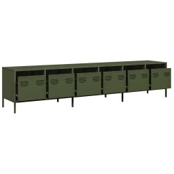 Meuble TV vert olive 202x39x43,5 cm acier laminé à froid 633177633177