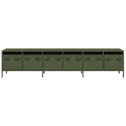 Meuble TV vert olive 202x39x43,5 cm acier laminé à froid 633177633177