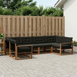 Ensemble de canapés d'extérieur 6 pcs Naturel et noir 633200633200