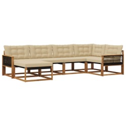 Ensemble de canapés d'extérieur 6 pcs Naturel et Beige 633221633221