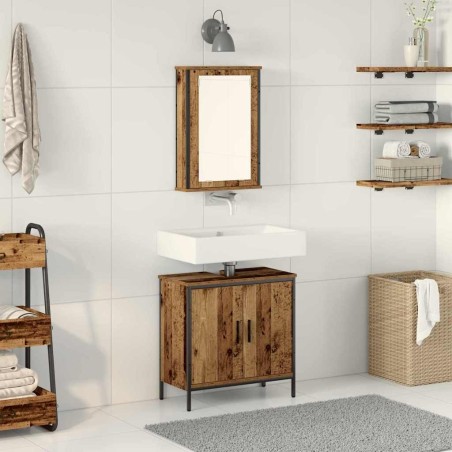 Ensemble de mobilier de salle de bain avec étagère 2 pcs Marron 633223633223