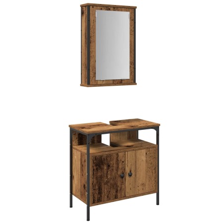 Ensemble de mobilier de salle de bain avec étagère 2 pcs Marron 633230633230
