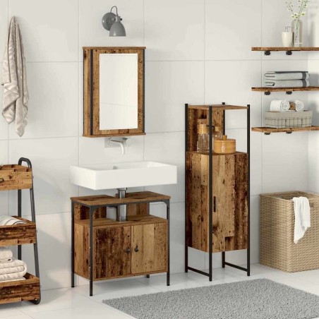 Ensemble de mobilier de salle de bain avec porte 3 pcs Marron 633231633231
