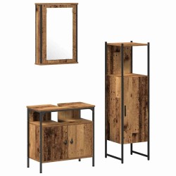 Ensemble de mobilier de salle de bain avec porte 3 pcs Marron 633231633231