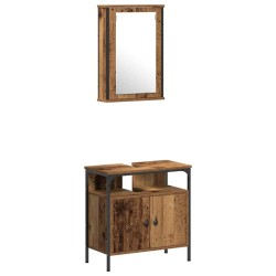 Ensemble de mobilier de salle de bain avec porte 3 pcs Marron 633231633231