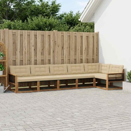 Ensemble de canapés d'extérieur 6 pcs Naturel et Beige 633233633233
