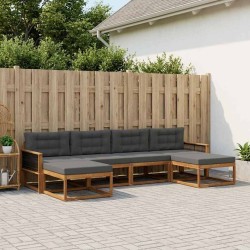 Ensemble de canapés d'extérieur 6 pcs Naturel et Anthracite 633234633234