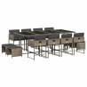 Ensemble à manger de jardin coussins 13 pcs gris résine tressée 633236633236