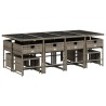 Ensemble à manger de jardin coussins 13 pcs gris résine tressée 633236633236