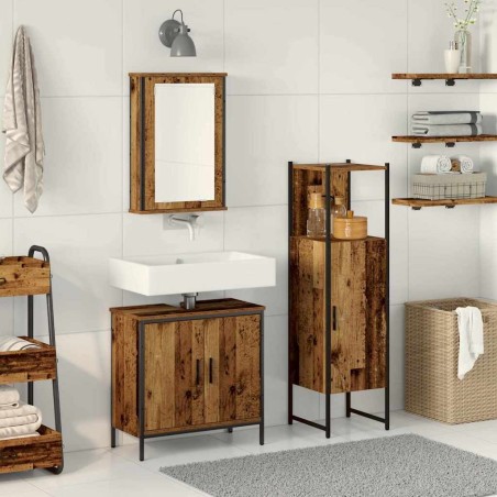 Ensemble de mobilier de salle de bain avec porte 3 pcs Marron 633238633238