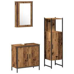 Ensemble de mobilier de salle de bain avec porte 3 pcs Marron 633238633238