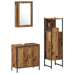 Ensemble de mobilier de salle de bain avec porte 3 pcs Marron 633238633238