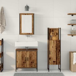 Ensemble de mobilier de salle de bain avec porte 3 pcs Marron 633238633238