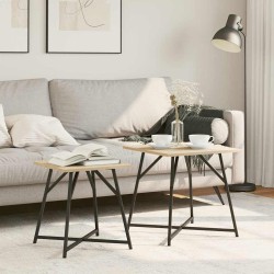 Ensemble de tables d'appoint 2 pcs Chêne Sonoma et noir 633241633241