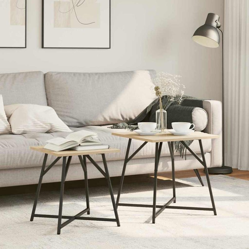 Ensemble de tables d'appoint 2 pcs Chêne Sonoma et noir 633241633241