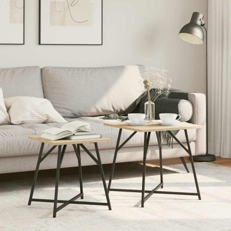 Ensemble de tables d'appoint 2 pcs Chêne Sonoma et noir 633241633241